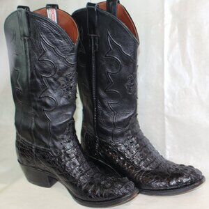 Cowtown Cowboy Boots + Genuine Crocodilian Leather + Black + Size 11